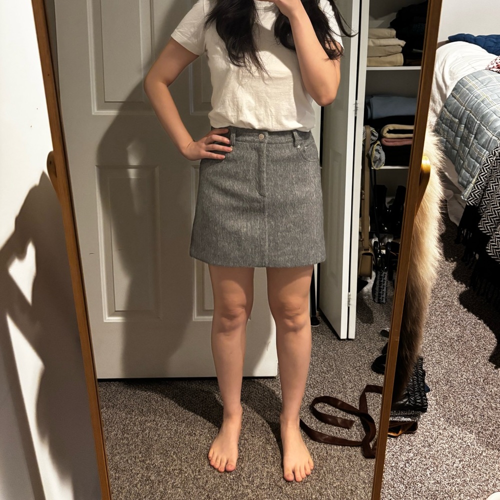 Gray Textured Skirt